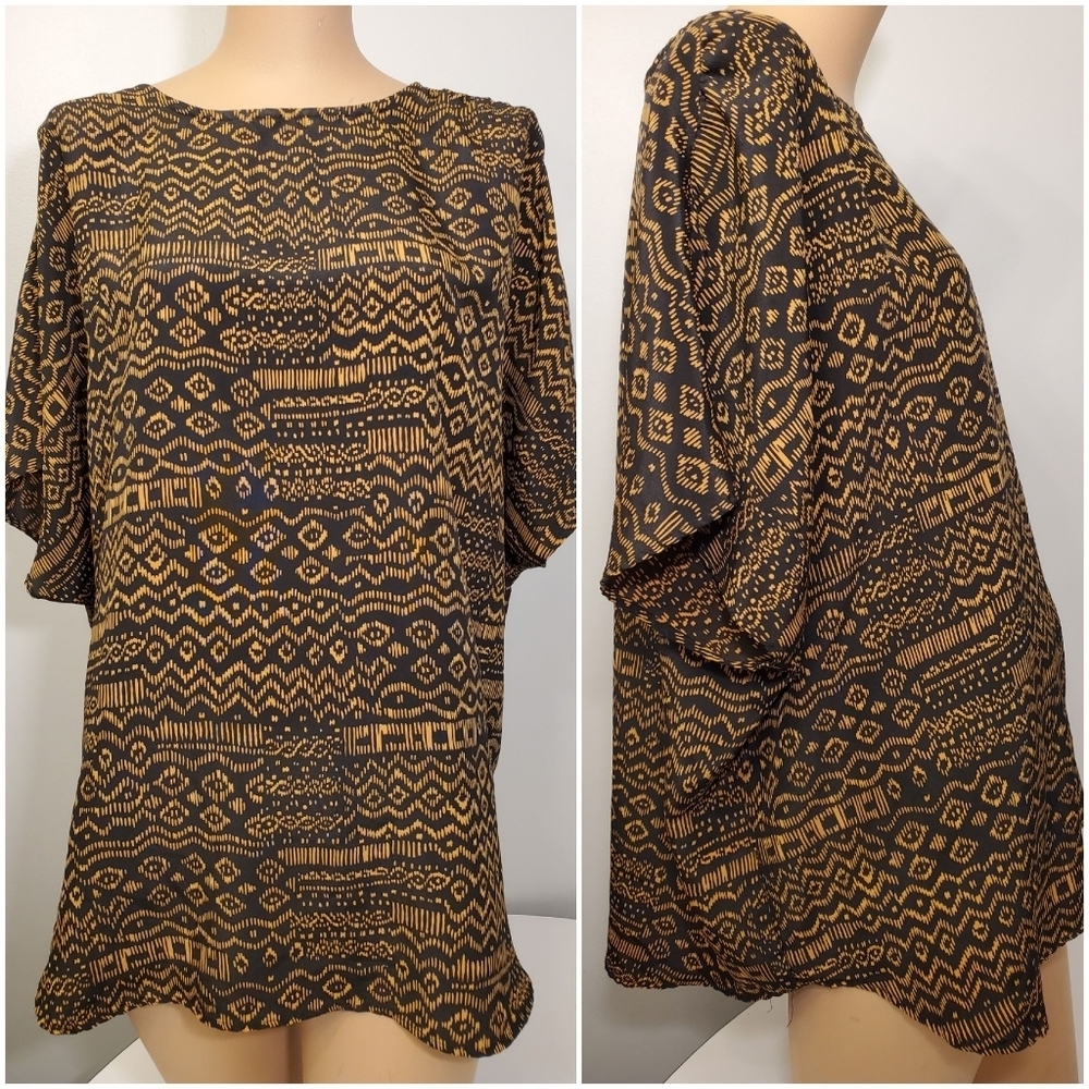 🌸Host Pick🌸 Vintage Black and Golden Yellow Tribal Blouse